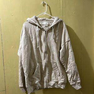 Oversized Fit Hoodie Cotton Jacket Light Beige
